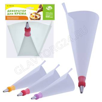 Декоратор для крема Объем мешка 900мл. 30см 3цвета AN80-236