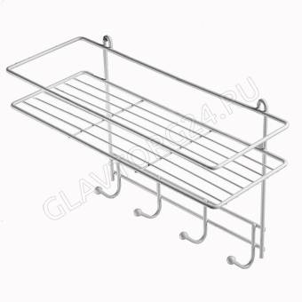 Полка в ванную 4 крючка (33*12,5*21см) белая АМ 12/8шт