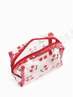 Косметичка ПВХ Вишня 25*5*15, отд на молнии,  прозрачный   10931138