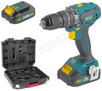Дрель-Шуруповерт акк. FIT 20В 55Нм 2x(Li-Ion) 2,0Ач бесщеточный/79903