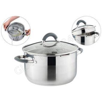 КАСТРЮЛЯ AGNESS "PROFI HOME" СО СТЕКЛЯННОЙ КРЫШКОЙ, 5,0Л 24X13.5 СМ ЦВЕТ РУЧЕК:СЕРЫЙ/6 арт. 914-218