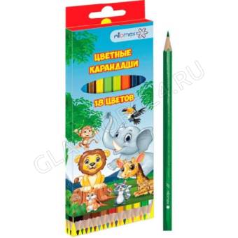 Карандаши 18цв Zoo /шестигранные/ d грифеля-2,65мм европодвес 5023810 deVENTE