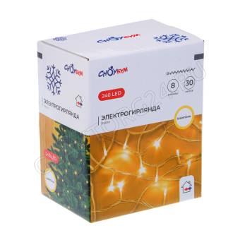 СНОУ БУМ Гирлянда эл. вьюн, 30м, 240LED, шампань, 8 режимов, ПВХ прозрачный, коннектор, 220В