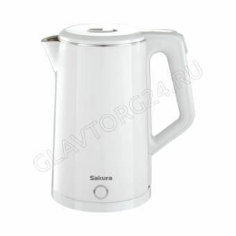 Чайник электрический SAKURA SA-2150W 1,8л 1,8кВт нерж.сталь,пластик белый