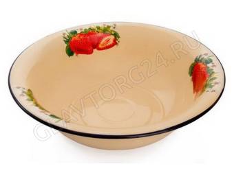 Миска эмалир. 4,0л палевая Клубника садовая С0313.П*59
