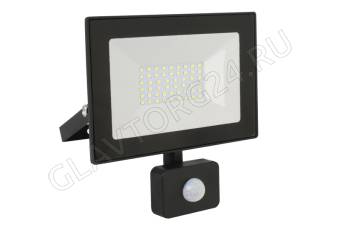 Прожектор светодиод. Ultraflash LFL-5002S C02 черный (LED прожектор с датчиком, 50 Вт, 230В, 6500К)