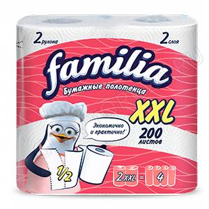Полотенца бумажные FAMILIA XXL 2сл 2рулона белые/12