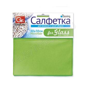 Салфетка из микрофибры GRIFON д/стекла 30х30см, 1шт. /20/1 900-011