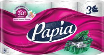 Туалетная бумага Papia 3-х сл.8 рул. тропическая экзотика