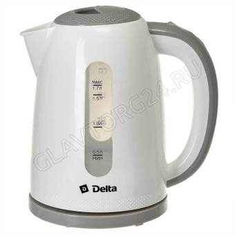 Чайник электрический DELTA DL-1106 1,7л 2,2кВт пластик бело-серый