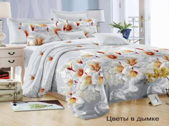 КПБ 2сп FELICITA Микросатин Цветы в дымке Под175*215+Пр180*215+2Нав(70*70)