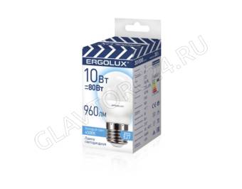 Лампа светод. Ergolux LED-G45-10W-E27-4K (Шар 10Вт E27 4500K 220-240В ПРОМО)