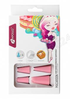 Набор мешков кулинарных одноразовых 12 шт. с насадками 4 шт. APOLLO "Macaroon" арт. MCR-01