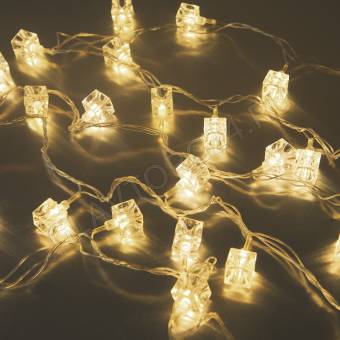 Гирлянда светод. "Кубики", SE-CUBE-440WW, 220В, 4м, 40LED, теплый белый, прозр шнур 3м,  