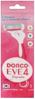 Dorco EVE 4 Станок женский одноразовый 4 лезвия плав головка прорез ручка увлаж полоса 