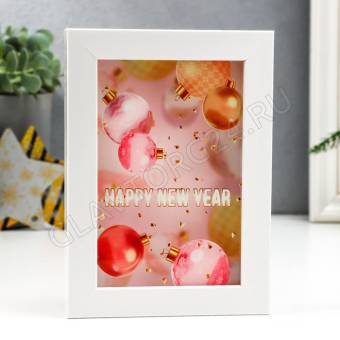 Копилка интерьерная пластик "Новогодние шарики - Happy new year" 17х12х3,8 см   6907804