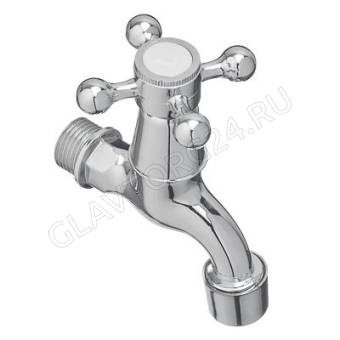 Кран водоразборный кор. излив 9609-В130, крест, 1/2"