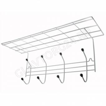 Вешалка д/одежды 4 крючка с полкой (60*19,5*23,5см) белая АЛТ 05/4шт