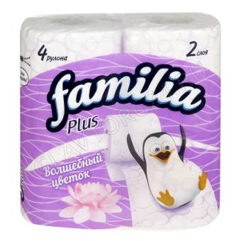 Туалетная бумага Familia Plus 2-х сл.4 рул. Волшебный цветок/14
