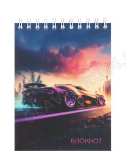 Блокнот на гребне А6 кл 80л "Спортивное авто", ВД-лак, офсет, 60 гр/м2 11006849