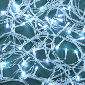 СНОУ БУМ Гирлянда эл. вьюн 10м, 100 LED, белый, пост. свеч., ПВХ прозр., коннектор, 220В*