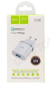 Зарядное устройство сетевое HOCO C12Q 1xUSB QC 3A белый