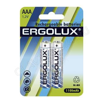 Ergolux AAA-1100mAh Ni-Mh BL-2 (NHAAA1100BL2, аккумулятор,1.2В) /24шт