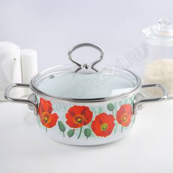 Кастрюля эмалир. цилиндр. 1,5л белосн. Maki 1SB165S  СПЕЦ ЦЕНА!