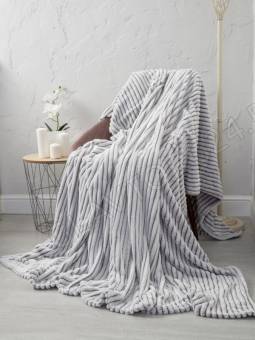 Плед 150*200см велсофт ТМ "Vse DOMA", полоса 1см, цвет шиншилла, ролик