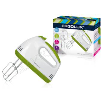 Миксер ERGOLUX ELX-EM03-C34 150Вт 4 насадки бело-салатовый
