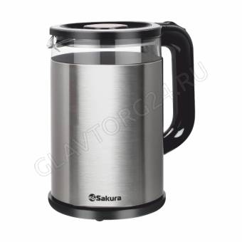 Чайник электрический SAKURA SA-2742MS 1,8л 1,8кВт металл, стекло стальной металлик