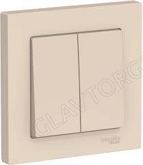 Выключатель 2-кл. СП AtlasDesign 10А IP20 (сх. 5) 10AX в сборе беж. SchE ATN000252