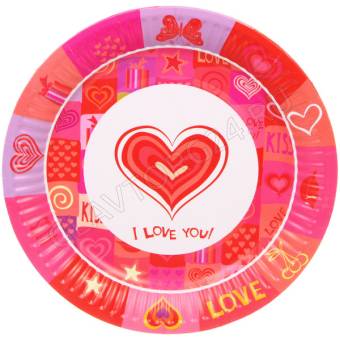 Тарелка бумажная 18 см в наборе 10 шт "Love you" арт. 130-823