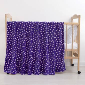 Плед 130*160см КРОШКА Я Сердечки велсофт фиолетовый