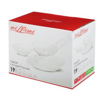 Набор столовой посуды 19 пр.,  Бьянко Плюс  опаловое стекло MILLIMI