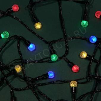 СНОУ БУМ Гирлянда эл. вьюн с насад. "Шарики", 10м, 80LED, мульти, 8 режимов, ПВХ черный, 220В