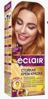 ECLAIR w9 Стойкая крем-краска д/волос № 6.44 медный шик