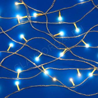 СНОУ БУМ Гирлянда эл. вьюн 10м, 80LED, цветной диод/шампань, 8 реж., ПВХ прозрач., 220В