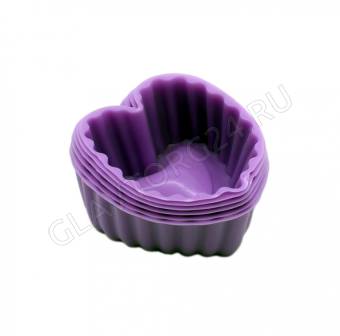 Набор форм д/выпечки силиконовых 6шт СЕРДЕЧКИ 7,3*7*3,2см/286