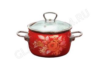 Кастрюля эмалир. сферич. 2,0л вишн. Golden rose 8SC165S
