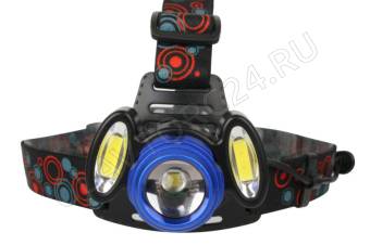 Фонарик Ultra Flash E1334 (налоб, аккум 3,7В, синий/черный, 3LED, 4 Ватт, фокус, 2 ак 4 реж)