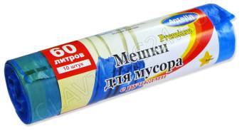 Мешки д/мусора 60л*10шт с ручками 18мкм /60шт Антелла