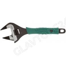 Ключ разводной "Карат", CrV, обточенные узкие губки, шкала, увелич.захват, прорезин.ручка  200 мм ( 