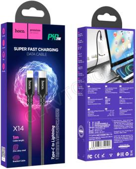 Кабель USB штекер-Type-C штекер HOCO X14 1м 3А черный