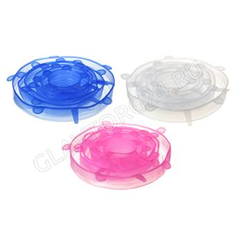 Набор универсальных крышек 6шт, размеры от 6,5 см до 19 см, силикон, 3 цвета VETTA арт. 437-268