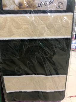 Коврик для ванной  50*80см+50*45см  2 предмета бело-зеленый с цветами
