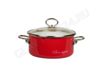Кастрюля эмалир. цилиндр. 5,0л белосн./мокр. асф. Bon appetit 8SB245S