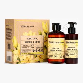 ПН VEGAN.Love.Studio "Vanilla, Amber, Musk", (гель д/душа 300 мл + крем-лосьон 150 мл)