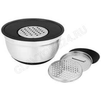 МИСКА 2,25Л AGNESS 6В1 С КРЫШКОЙ С 3-МЯ СЪЕМНЫМИ ТЁРКАМИ 24СМ ПРОТИВОСКОЛЬЗЯЩЕЕ ДНО/6 арт. 880-128