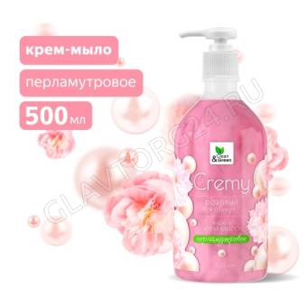 Крем-мыло жидкое с перламутром "Soapy" Cremy 500мл роз жемчуг увлажн. с дозатором Clean&Green CG8304